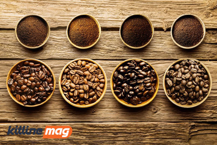 انواع-دانه-قهوه-در-کنار-پودر-قهوه