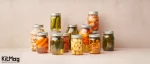 تفاوت پیکلینگ و تخمیر در چیست تعدادی شیشه ترشی پیکل و تخمیری در کنار هم با استفاده از سبزیجات مختلف