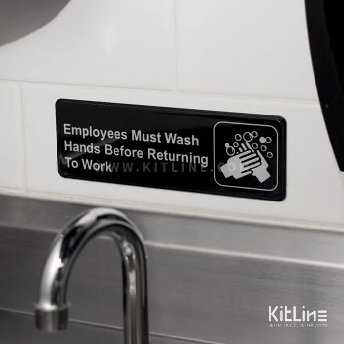تابلو "شست و شوی دست قبل از کار (Employees Must Wash Hands Before Returning To Work)" پلکسی