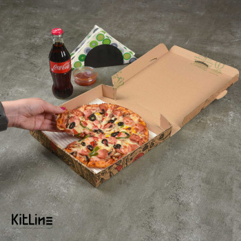 جعبه پیتزا یکبارمصرف کاغذی ۲۴×۲۴ سانتیمتر طرح پیزا 