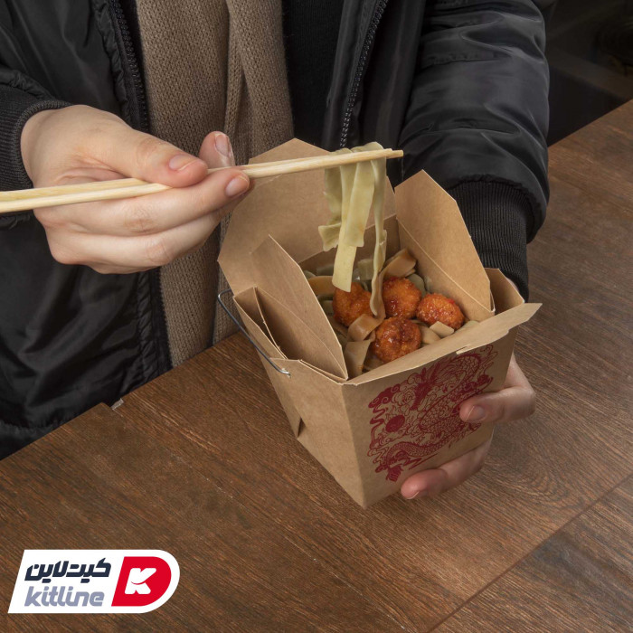 غذای آسیایی درون جعبه نودل طرح اژدها کرافت