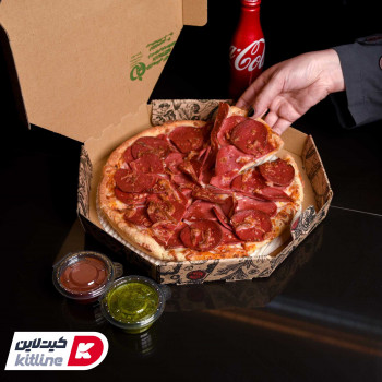 جعبه پیتزا ۳۰ سانتیمتر هشت ضلعی طرح پیزا 