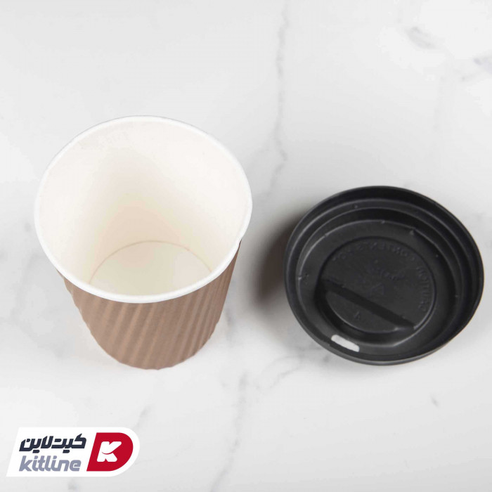 لیوان کاغذی یکبار مصرف ۱۲۰ml دو جداره قهوه ای کرکره ای RD-2