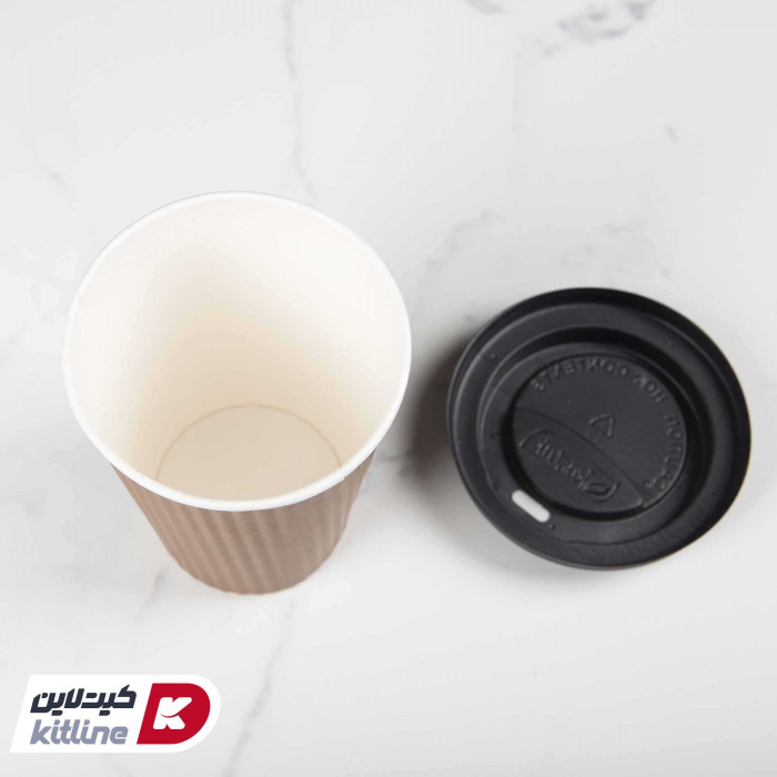 لیوان کاغذی یکبار مصرف ۳۵۰ml دو جداره قهوه ای-2
