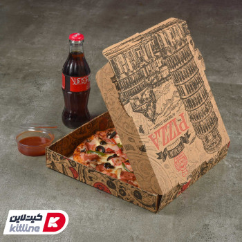 جعبه پیتزا یکبارمصرف کاغذی ۳۴×۳۴ سانتیمتر طرح پیزا 