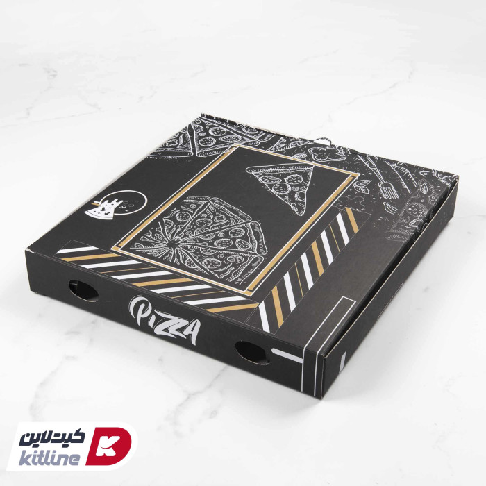 جعبه پیتزا مقوایی طرح دار مشکی-02