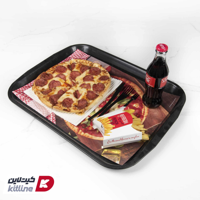 کاغذ کف سینی یکبار مصرف طرح پیتزا ۲۴×۳۴ سانتیمتری (کارتن ۵ کیلوگرمی)