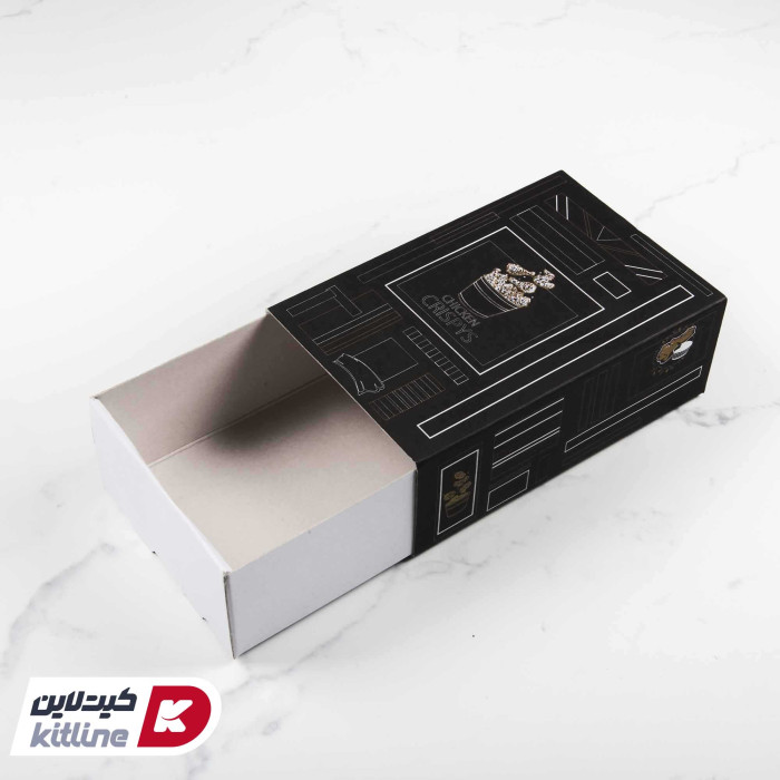 جعبه سوخاری یکبار مصرف کاغذی کشویی طرح دار مشکی ۱۲×۱۹ سانتیمتری (کارتن ۲۰۰ عددی)