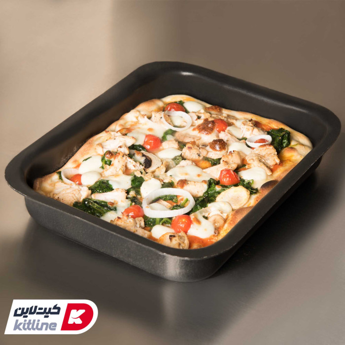 قالب پیتزا آمریکایی آلومینیومی مستطیلی ۲۴x۱۸ سانتیمتری بدون درب کیچن تک 