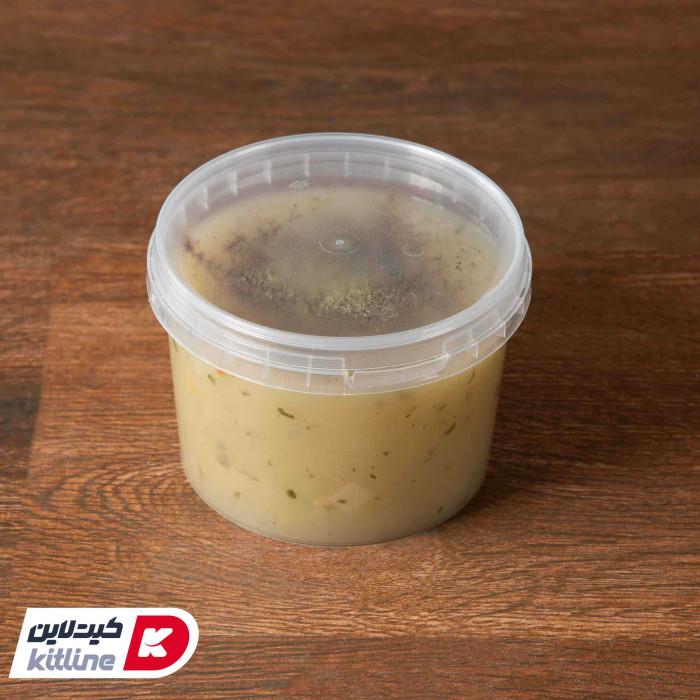 سوپ جو داخل ظرف یکبار مصرف ۶۱۰ml شفاف همراه درب شفاف-2