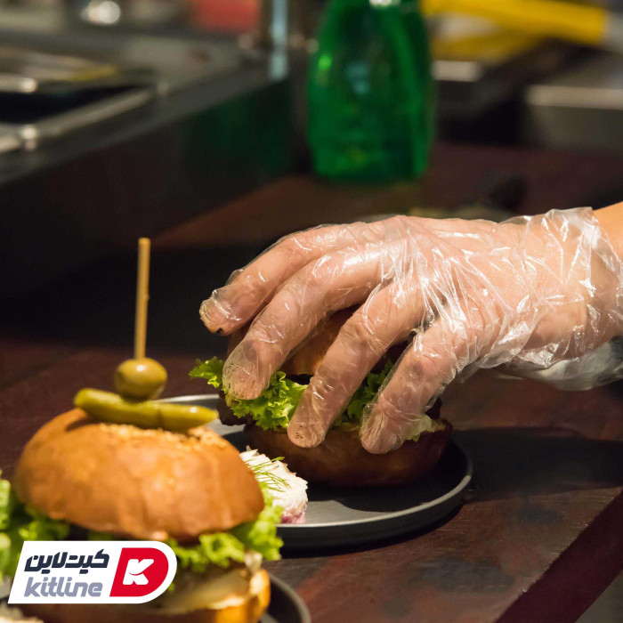 همبرگر و دستکش یکبار مصرف نایلکسی