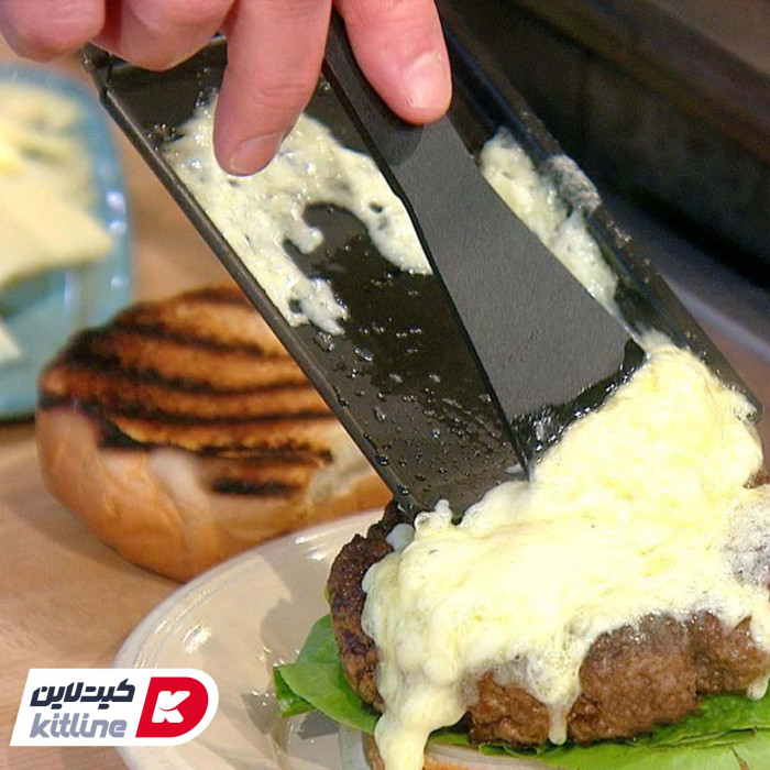 پنیر-آب-شده-در-تابه-گرمکن-پنیر-روی-گوشت-همبرگر-4