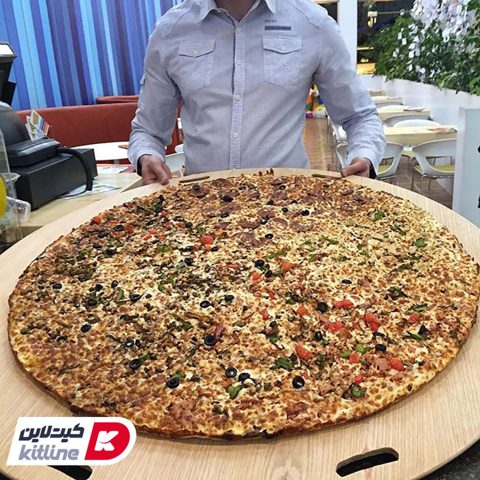 قالب پیتزا آمریکایی آلومینیومی گرد ۸۰ سانتیمتری همراه با درب کیچن تک