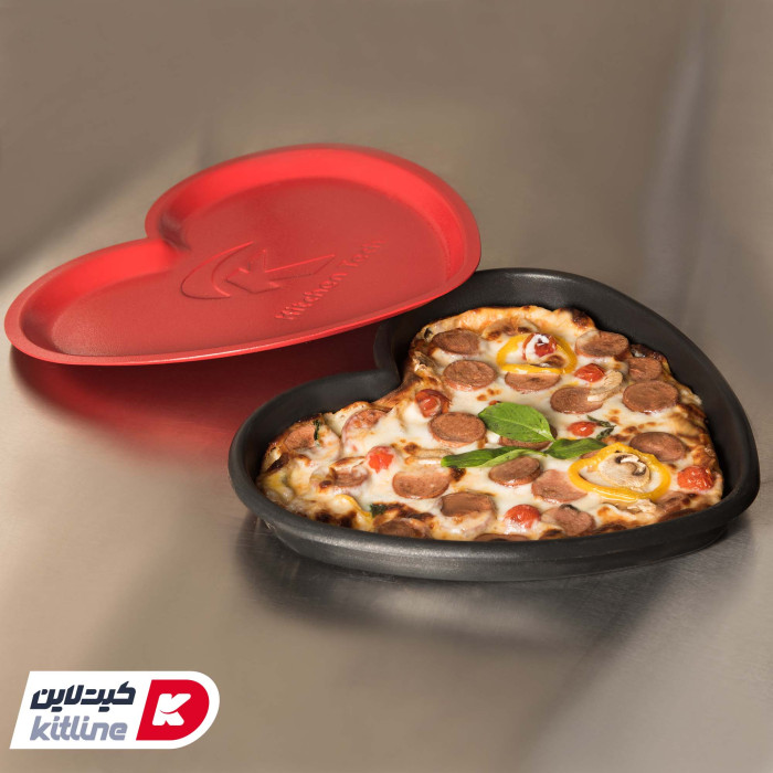 قالب پیتزا آمریکایی آلومینیومی قلبی همراه با درب کیچن تک