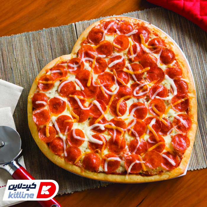 قالب پیتزا آمریکایی آلومینیومی قلبی همراه با درب کیچن تک