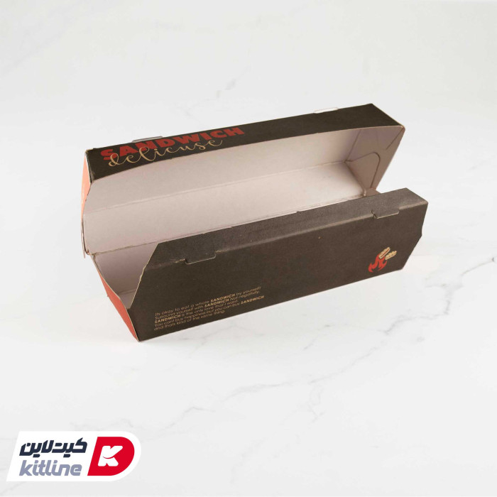 جعبه ساندویچ یکبار مصرف کاغذی ۷×۲۵ سانتیمتری (کارتن ۱۰۰ عددی)