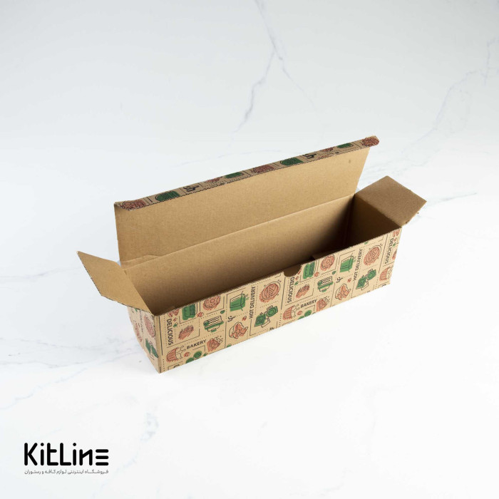 جعبه ساندویچ یکبار مصرف کاغذی کرافت ضخیم ۹×۳۰ سانتیمتری (کارتن ۵۰ عددی)