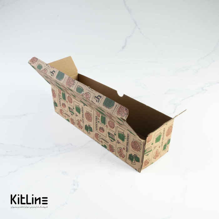 جعبه ساندویچ یکبار مصرف کاغذی کرافت ضخیم ۹×۳۰ سانتیمتری (کارتن ۵۰ عددی)