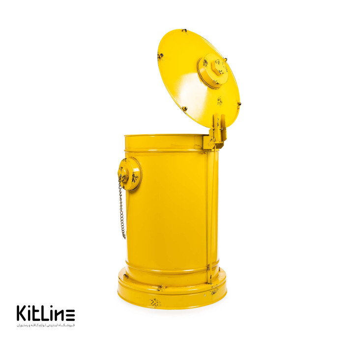 سطل زباله پدالی فلزی طرح شیر فلکه آتش نشانی زرد