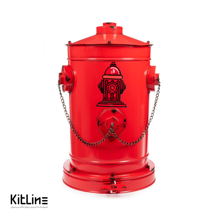 سطل زباله پدالی فلزی طرح شیر فلکه آتش نشانی قرمز