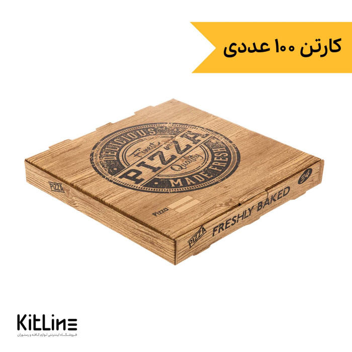جعبه پیتزا کاغذی ایفلوت ۳۴ سانتیمتری طرح چوب (کارتن ۱۰۰ عددی)