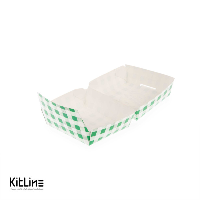 جعبه برگر یکبار مصرف کاغذی ایندربرد مک دونالدی ۱۳×۱۵ سانتیمتری شطرنجی سبز (کارتن ۲۷۰ عددی)
