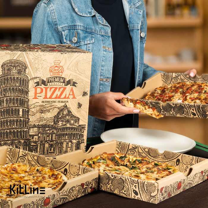 جعبه پیتزا طبقاتی کاغذی ۲۷ سانتیمتری طرح پیزا (کارتن ۵۰ عددی)