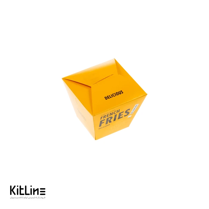 جعبه سیب زمینی یکبار مصرف ايندربرد مخروطی ۹×۱۰×۱۰ سانتیمتری زرد