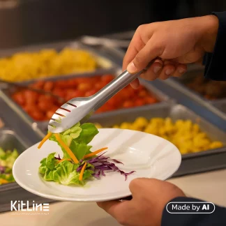 سرو سالاد با انبر سرو استیل ۲۵ سانتیمتری