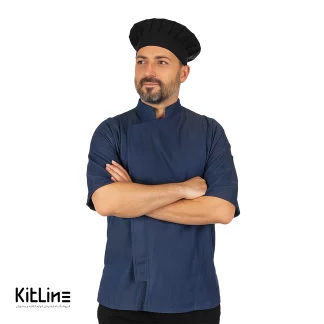 روپوش جین کاغذی آستین کوتاه زیپی جين سرمه ای پوشاکو