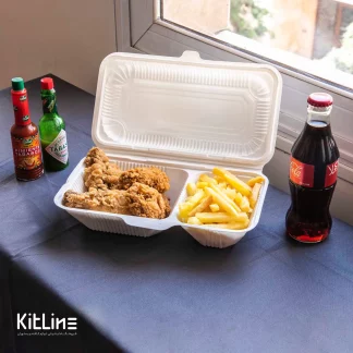 ظرف یکبار مصرف گیاهی دو خانه آملون ۱۳×۲۶ سانتیمتری (کارتن ۱۰۰ عددی)4