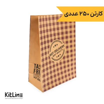 پاکت بیرون بر یکبار مصرف کاغذی کرافت ۲۹×۴۱ سانتیمتری شطرنجی بنفش (کارتن ۲۵۰ عددی)