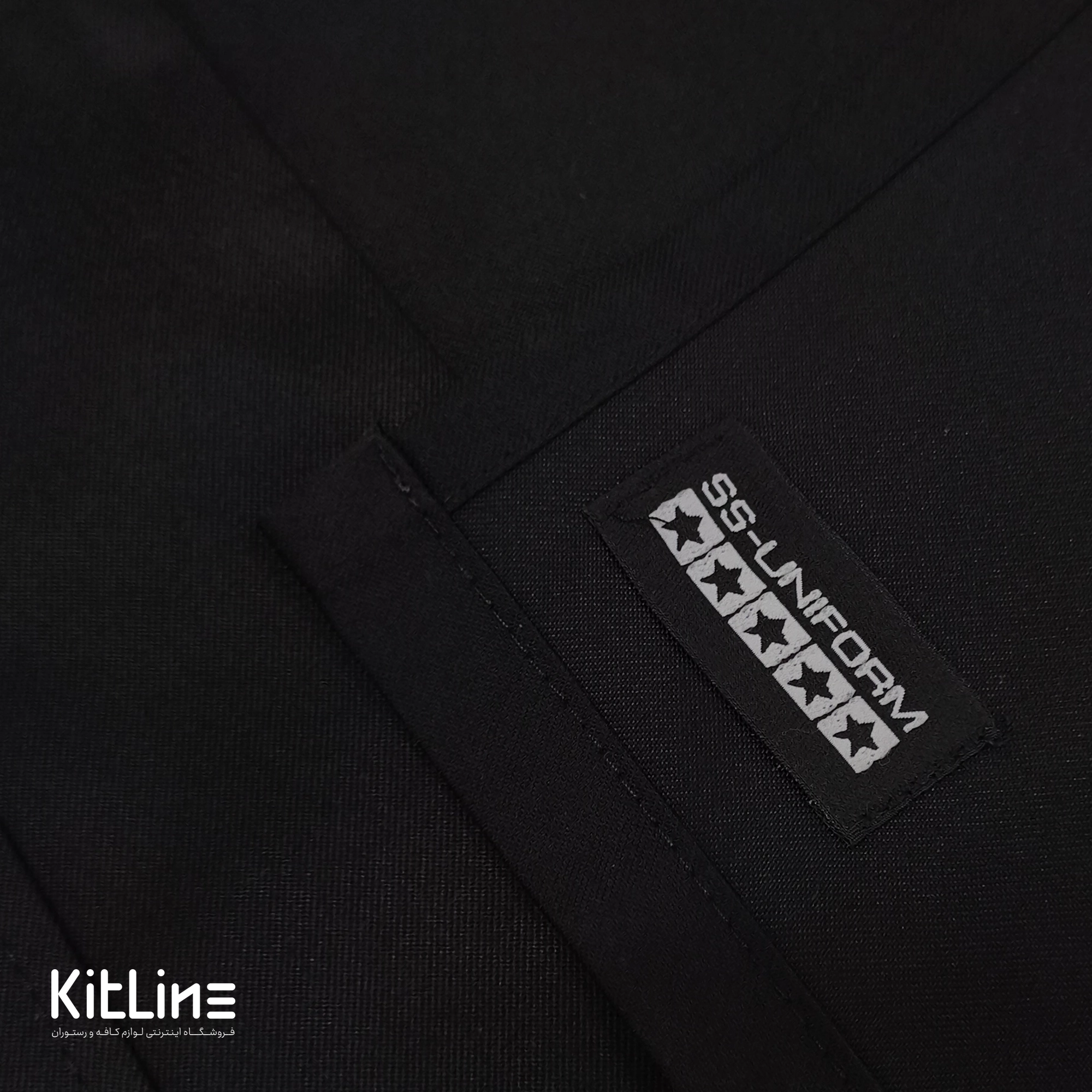 پیشبند کتان کجراه مشکی شش جیب SS-UNIFORM - تصویر 4