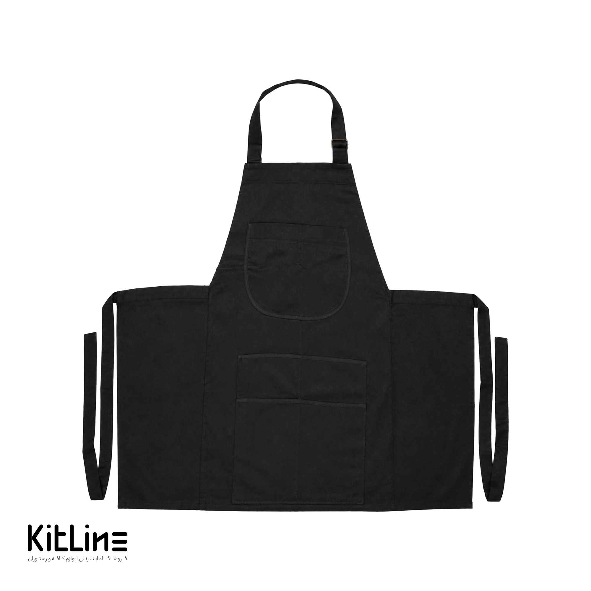 پیشبند کتان کجراه مشکی شش جیب SS-UNIFORM - تصویر 2