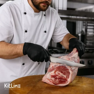 برش گوشت با چاقو قصابی ۲۵ سانتیمتری پیرگه دسته طوسی
