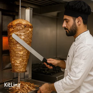 برش کباب ترکی با چاقو کباب ترکی ۵۲ سانتیمتری دسته مشکی