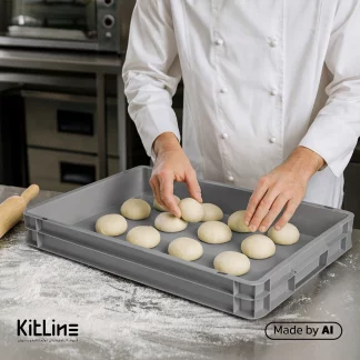 چانه خمیر پیتزا داخل پالت خمیر یا باکس خمیر طوسی کیچن تک