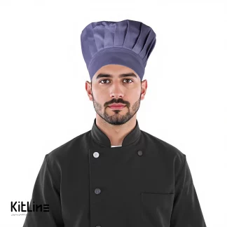 کلاه سرآشپز ترگال کجراه نقره ای آبی پوشاکو روی سر سرآشپز