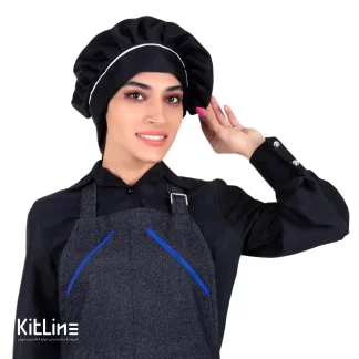 کلاه سرآشپز زنانه بند دار مشکی