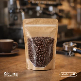 دانه قهوه داخل پاکت ایستاده زیپ دار شفاف کرافت ۲۱×۱۴ سانتیمتری نیکان