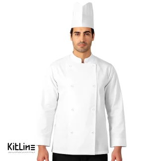 روپوش ترگال آستین بلند شش دکمه سفید SS-UNIFORM