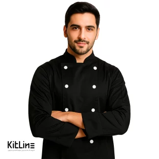 روپوش ترگال آستین بلند شش دکمه مشکی SS-UNIFORM