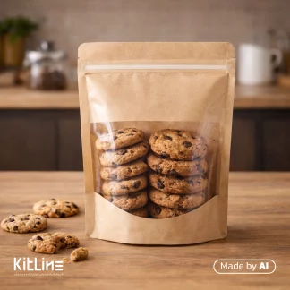 بسته بندی کوکی در پاکت ایستاده زیپ دار شفاف کرافت یکان (کارتن ۵ کیلوگرمی)