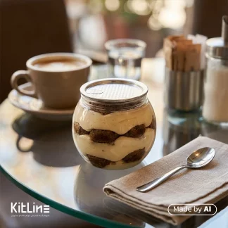 در بطری کن اسکوپ یکبار مصرف با درب پاره شونده ۲۱۰ میلی لیتری رویال پلاستیک تیرامیسو درست شده است.