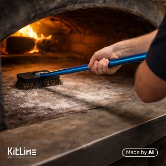 تمیز کردن فر گنبدی اجری با فرچه نظافت فر پیتزا ۱۲۰ سانتیمتری کیچن تک