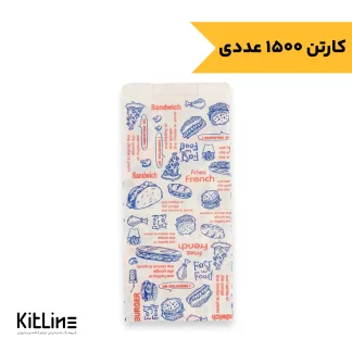 پاکت همبرگر یکبار مصرف کاغذی مومی ۱۲×۲۷ سانتیمتری (کارتن ۱۵۰۰ عددی)