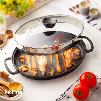 تابه چدنی بیضی سایز ۳۲ درب دار نالینو مدل آنجل (angle) - Image 7
