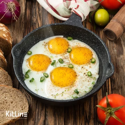 پخت نیمرو در تابه چدنی تک دسته سایز ۲۰ نالینو مدل یونیکا (Unica)
