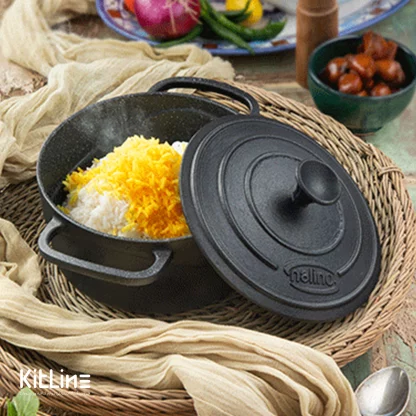 پخت برنج در قابلمه چدنی سایز ۲۰ نالینو مدل فلتی (Feleti)