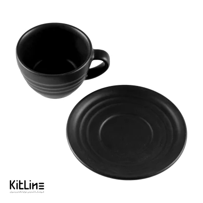 فنجان و نعلبکی کاپوچینو پرسلین ۲۰۰ میلی لیتری مشکی آرتیزان مدل رینگ - Image 2